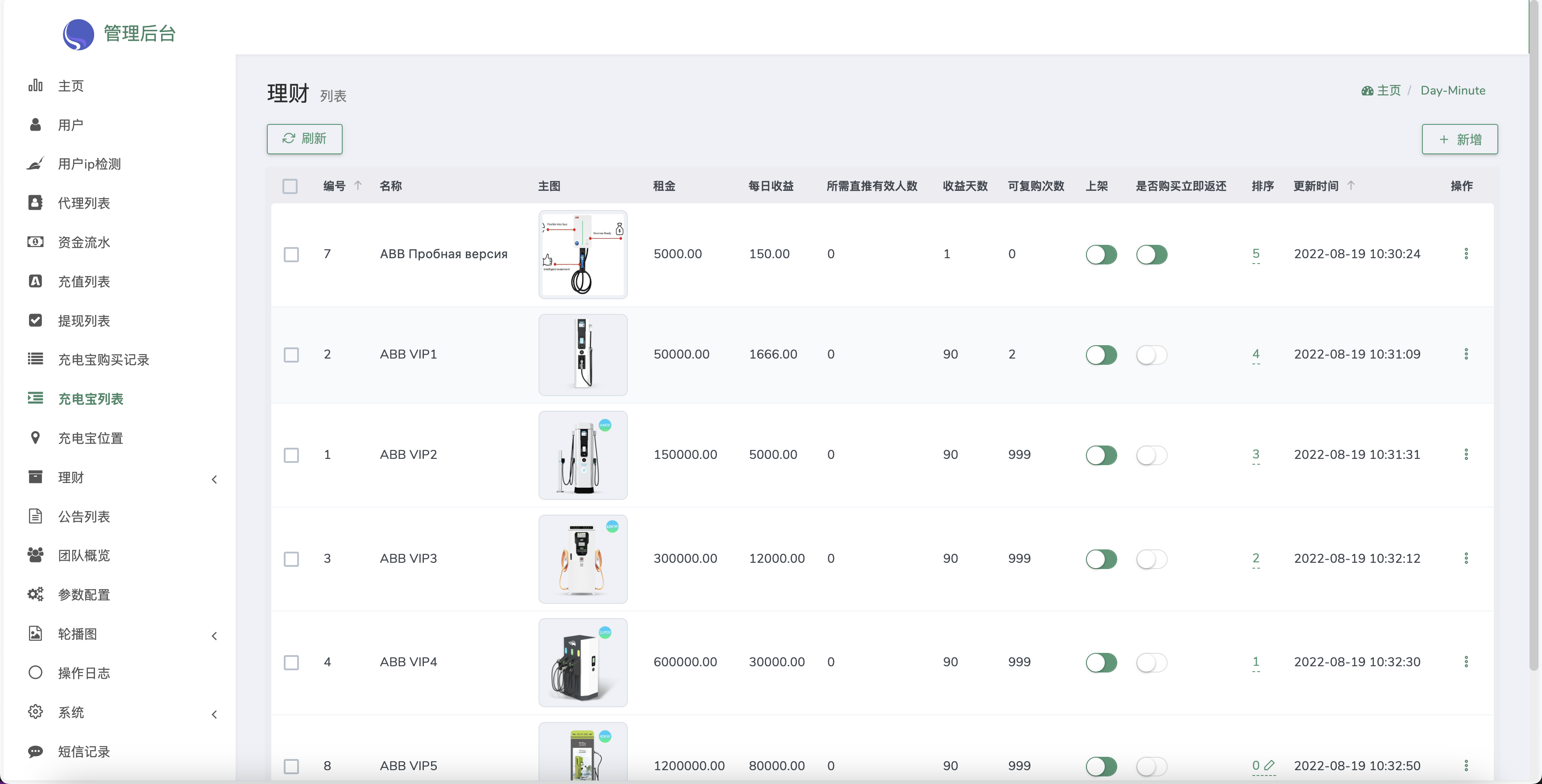 ABB双语言共享充电宝投资理财源码